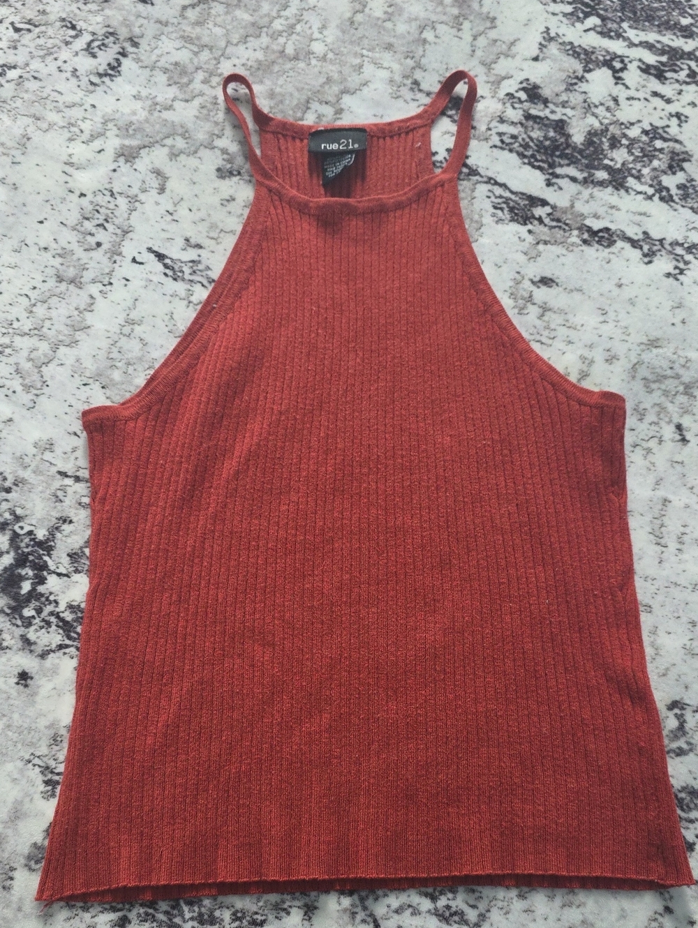 Rue21 Rust Orange Ribbed High-Neck Tank